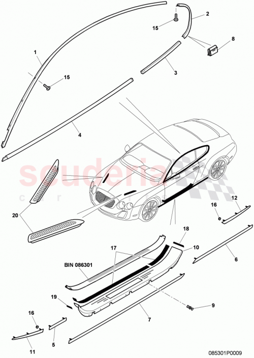 Part Diagram for Bentley 3W8853334A