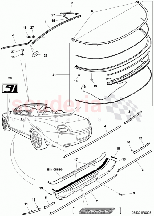 Part Diagram for Bentley 3W7853537C