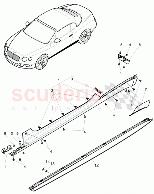 Part Diagram for Bentley 3W7 853 851 H