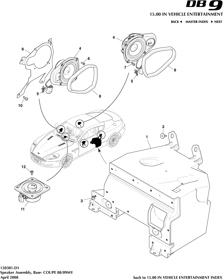 Speaker, Base, Coupe of Aston Martin Aston Martin GT DB9 (2004-2017)