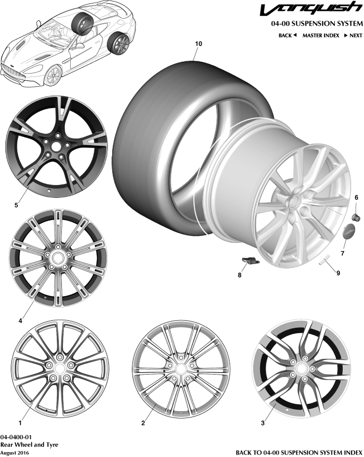 Wheel & Tyres, Rear of Aston Martin Aston Martin GT VANQUISH (2013-2018)