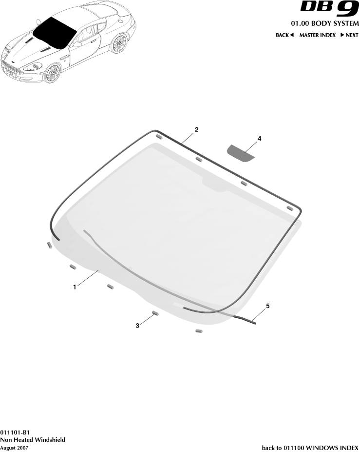 Windscreen, Non Heated of Aston Martin Aston Martin GT DB9 (2004-2017)