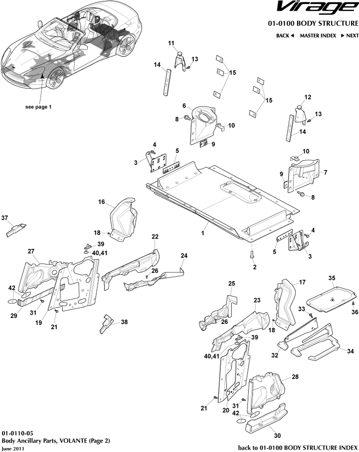 Body Structure - Anciliary Parts, Volante, page 2 of Aston Martin Aston Martin GT VIRAGE (2012-2013)