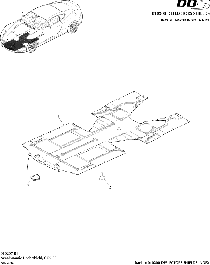Front Structure - Front Undershield, Coupe of Aston Martin Aston Martin GT DBS (2007-2012)