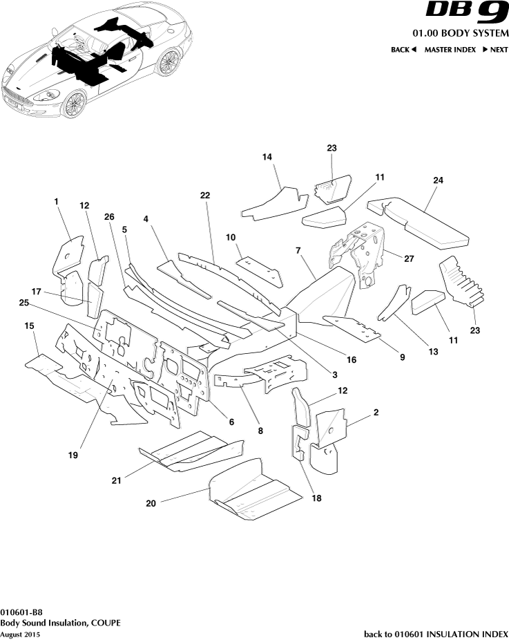 Body Insulation, Coupe of Aston Martin Aston Martin GT DB9 (2004-2017)