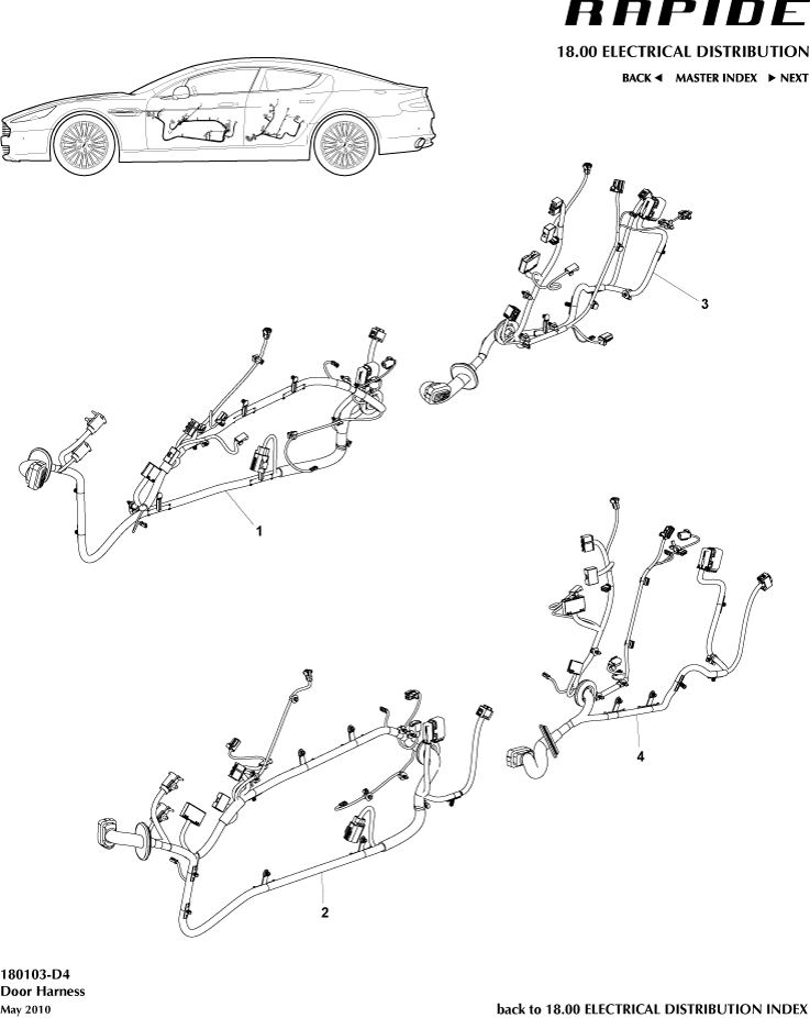 Door Harness of Aston Martin Aston Martin GT RAPIDE (2010-2019)