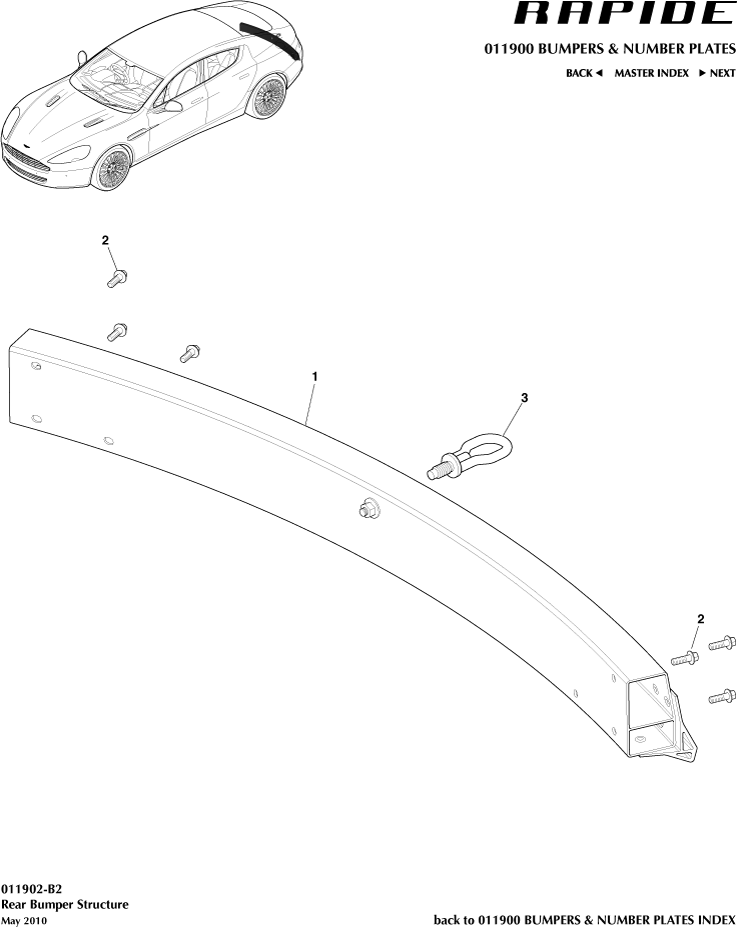 Rear Bumper Structure of Aston Martin Aston Martin GT RAPIDE (2010-2019)