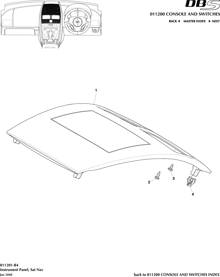 Console and Switches - Instrument Panel, Sat Nav of Aston Martin Aston Martin GT DBS (2007-2012)