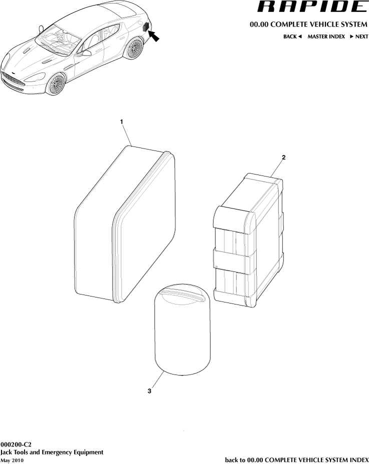 Tyre Emergency Equipment of Aston Martin Aston Martin GT RAPIDE (2010-2019)