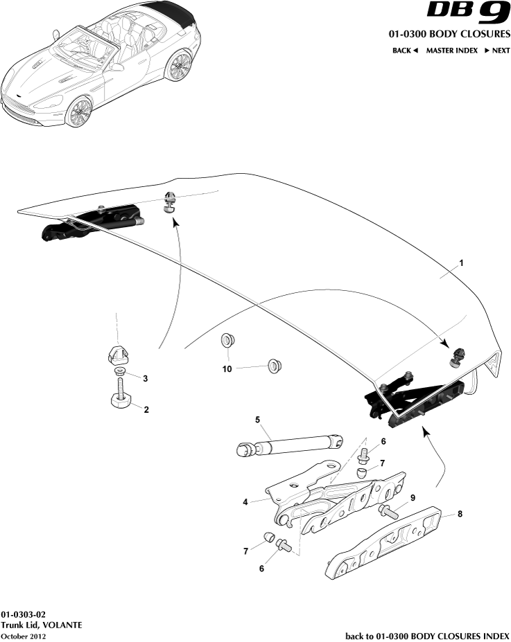 Body Closures - Trunk Lid & Hinge, Volante of Aston Martin Aston Martin GT DB9 (2004-2017)