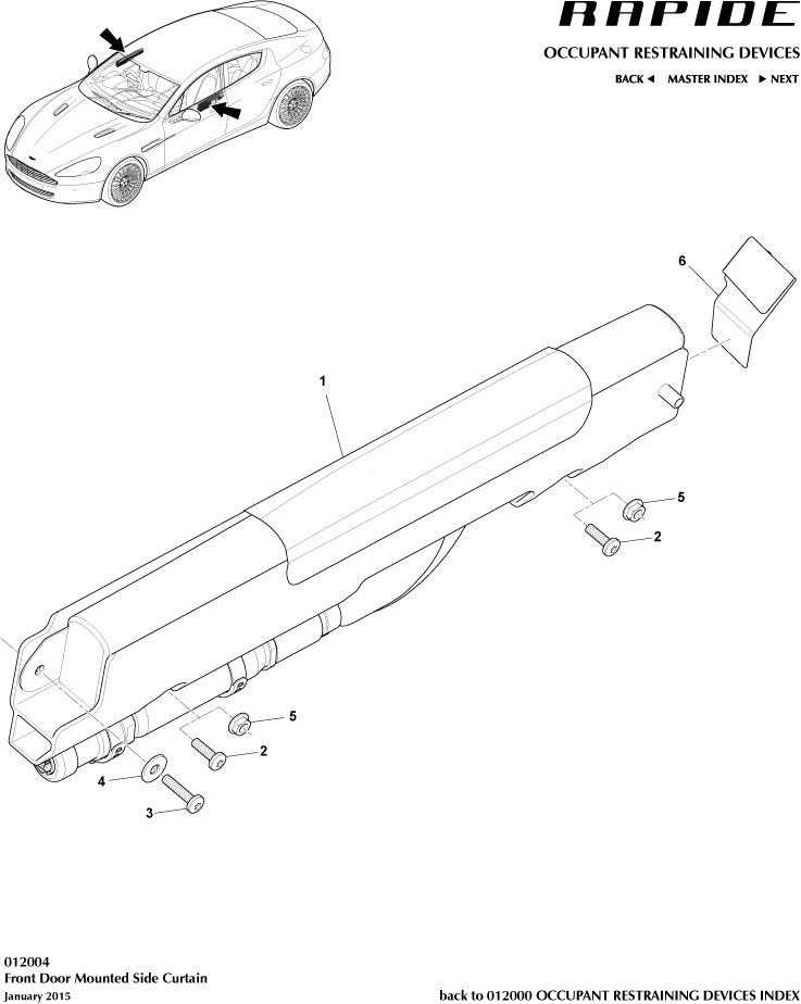Occupant Restraining Devices - Front Side Curtian Airbag of Aston Martin Aston Martin GT RAPIDE (2010-2019)
