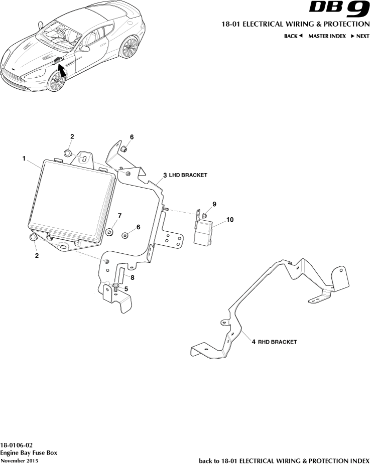 Electrical Wiring & Protection - Engine Bay Fusebox of Aston Martin Aston Martin GT DB9 (2004-2017)