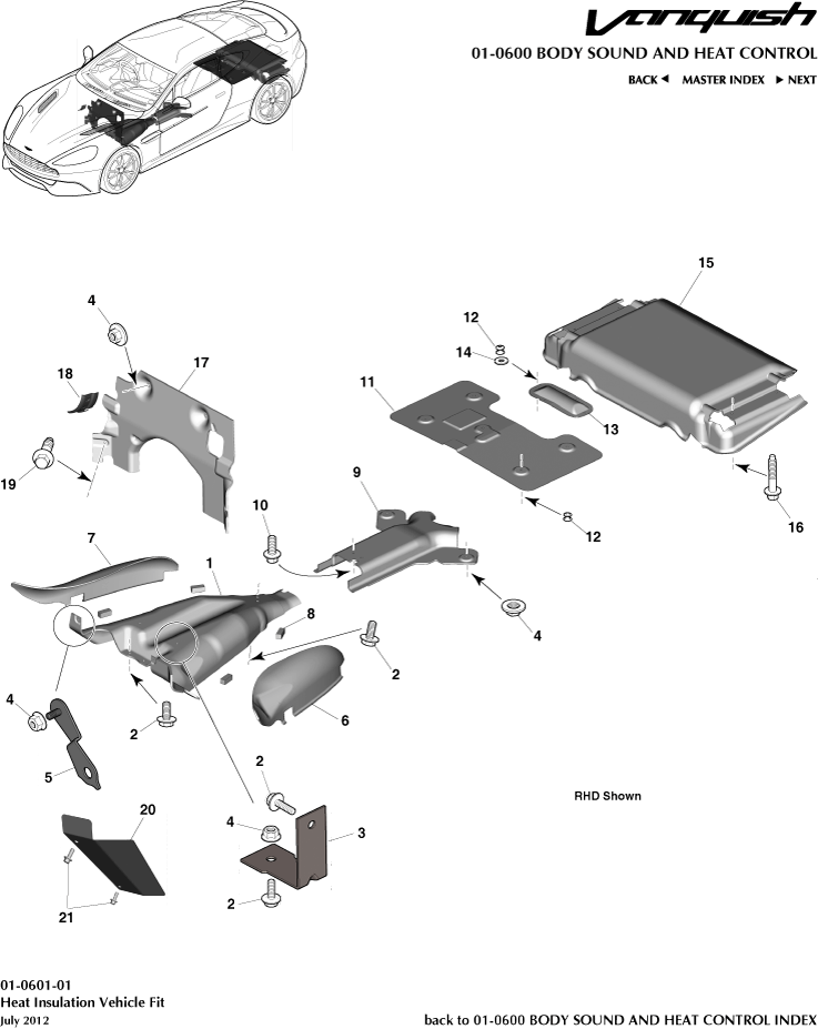 Sound & Heat Control - Heat Insulation, Vehicle Fit of Aston Martin Aston Martin GT VANQUISH (2013-2018)