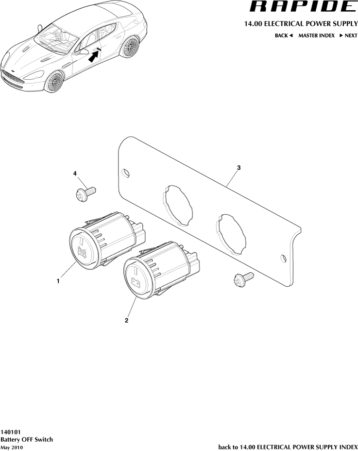 Battery Off Switch of Aston Martin Aston Martin GT RAPIDE (2010-2019)