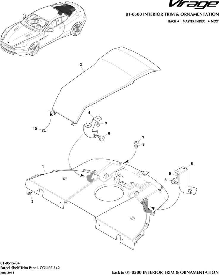 Interior Trim & Ornamentation - Parcel Shelf Trim Panel, 2+2 Coupe of Aston Martin Aston Martin GT VIRAGE (2012-2013)