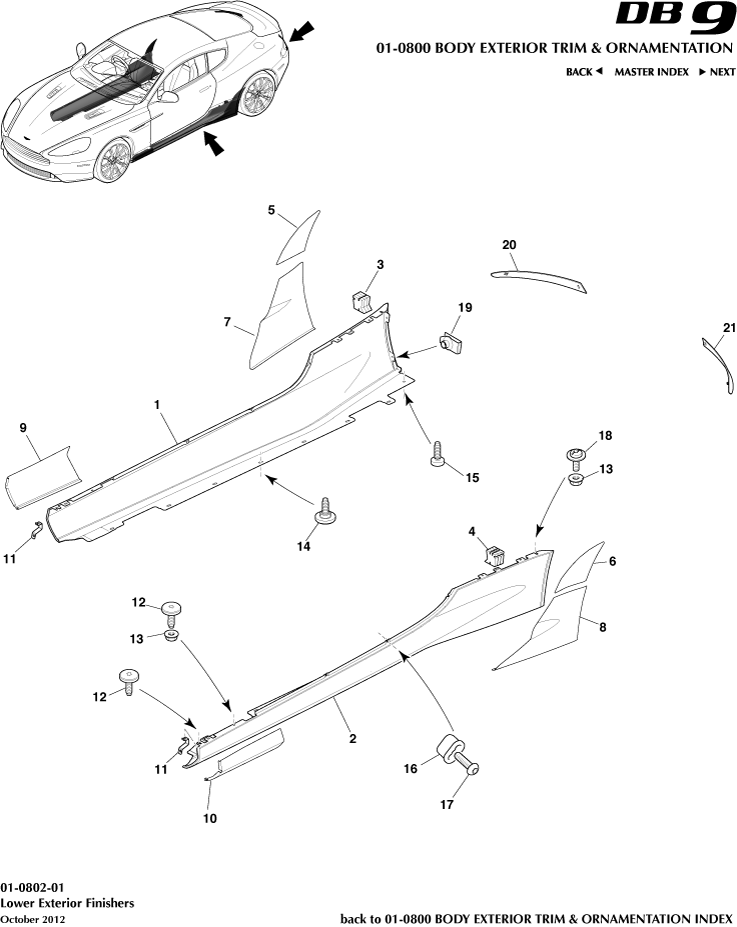 Body Exterior Trim & Ornamentation - Lower Exterior Finishers of Aston Martin Aston Martin GT DB9 (2004-2017)