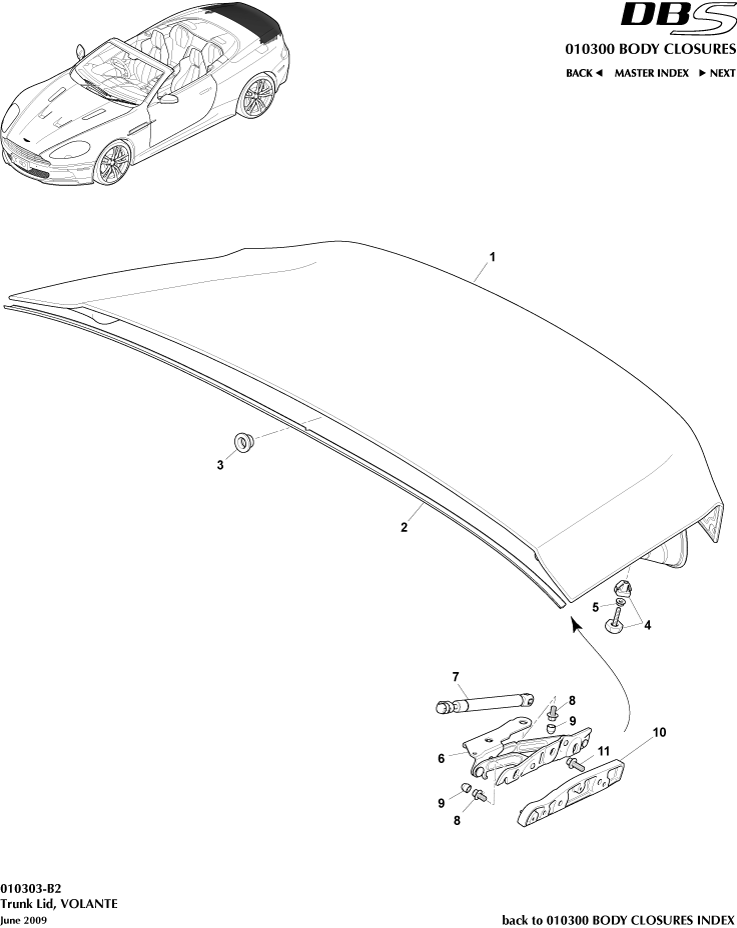 Body Closures - Trunk Lid, Volante of Aston Martin Aston Martin GT DBS (2007-2012)
