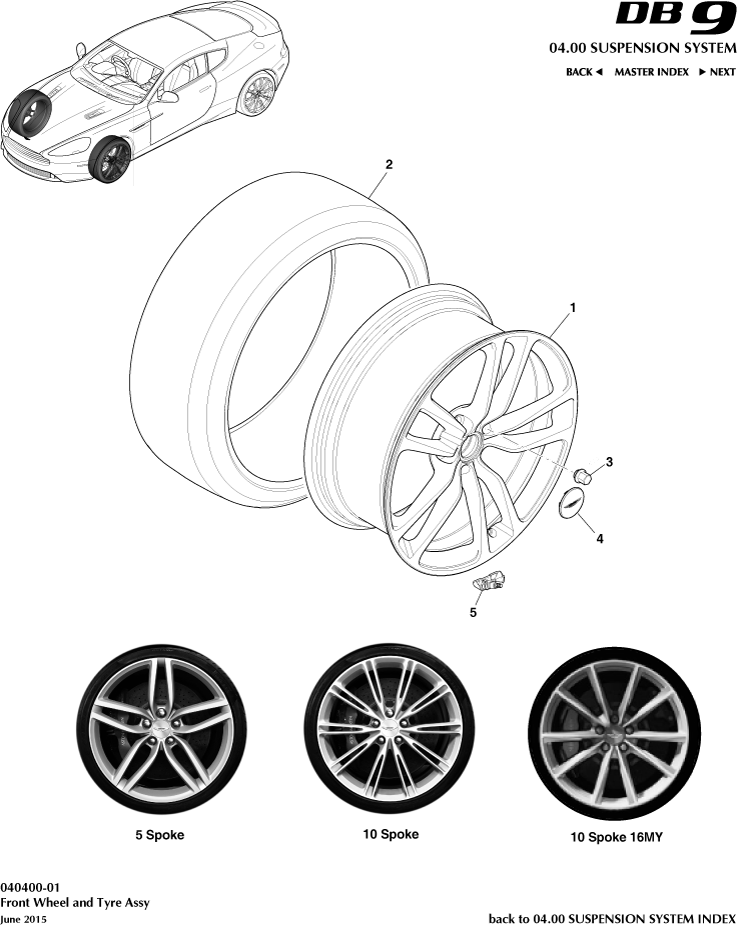 Wheel & Tyres, Front of Aston Martin Aston Martin GT DB9 (2004-2017)