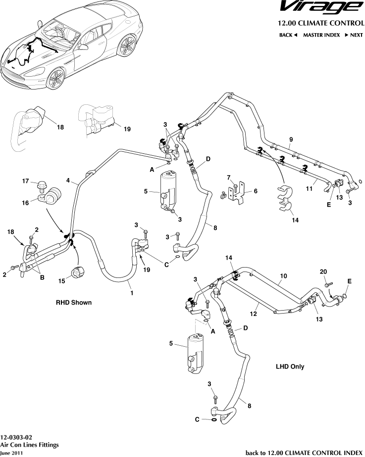 Air Con Lines of Aston Martin Aston Martin GT VIRAGE (2012-2013)