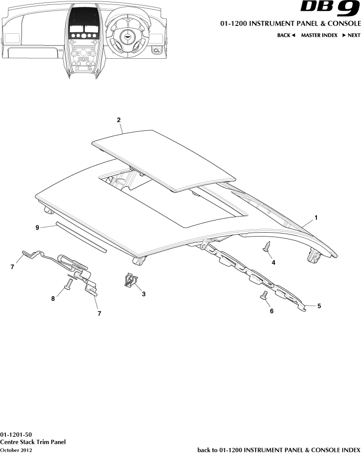 Instrument and Console Panels - Centre Stack Trim Panel of Aston Martin Aston Martin GT DB9 (2004-2017)