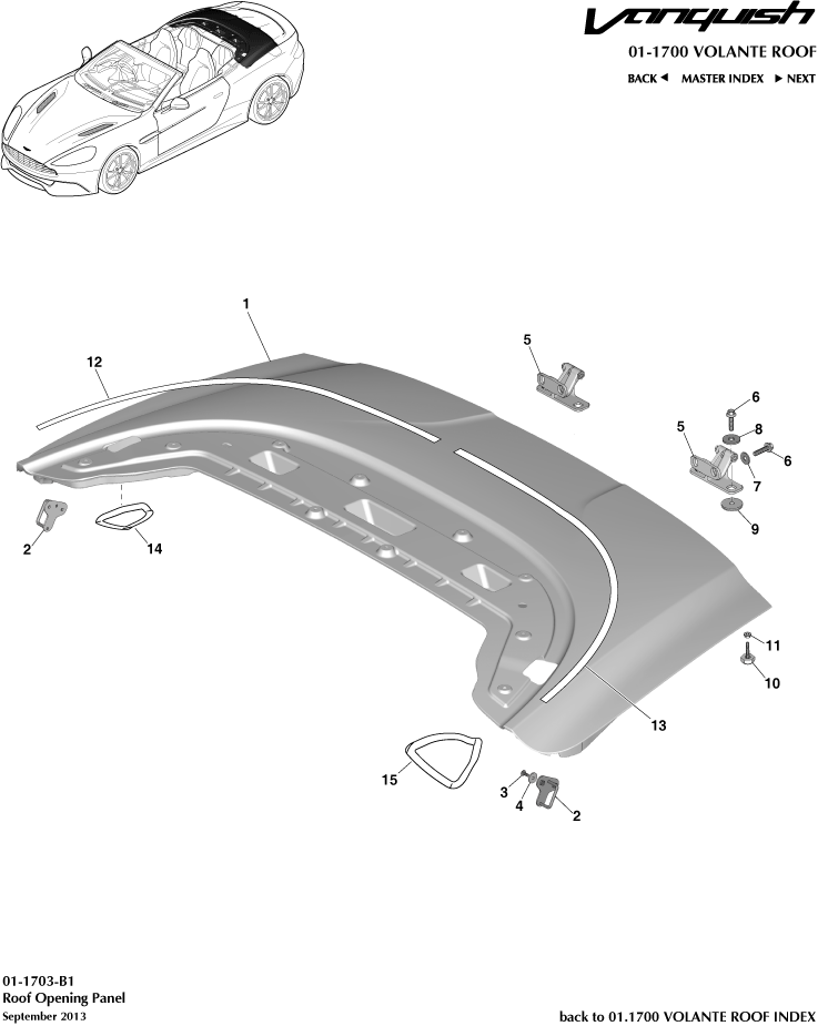 Volante Roof - Roof Opening Panel of Aston Martin Aston Martin GT VANQUISH (2013-2018)