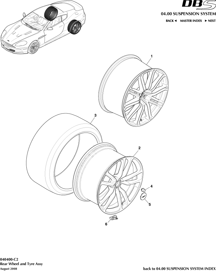 Rear Wheels & Tyres of Aston Martin Aston Martin GT DBS (2007-2012)