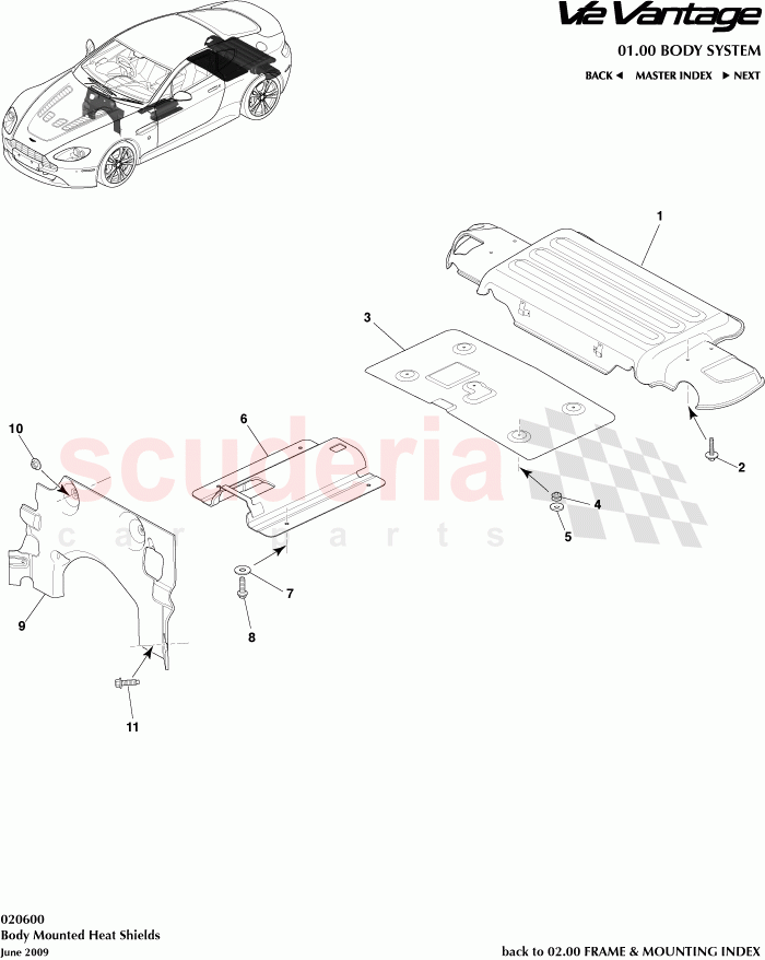 Body Mounted Heat Shields of Aston Martin Aston Martin V12 Vantage (upto 2016)