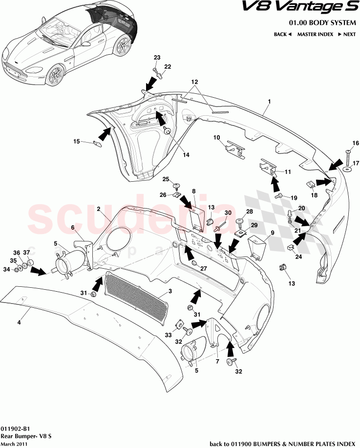 Rear Bumper - (V8S) of Aston Martin Aston Martin V8 Vantage (upto 2016)