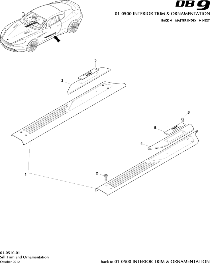 Interior Trim & Ornamentation - Sill Trim & Ornamentation of Aston Martin Aston Martin GT DB9 (2004-2017)