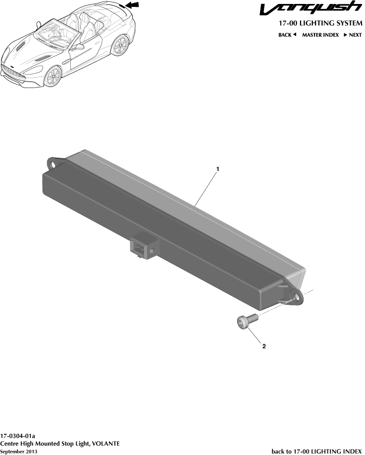High Mounted Stop Light, Volante of Aston Martin Aston Martin GT VANQUISH (2013-2018)