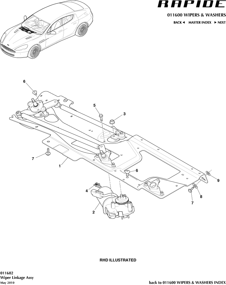 Wipers & Washers - Wiper Linkage of Aston Martin Aston Martin GT RAPIDE (2010-2019)