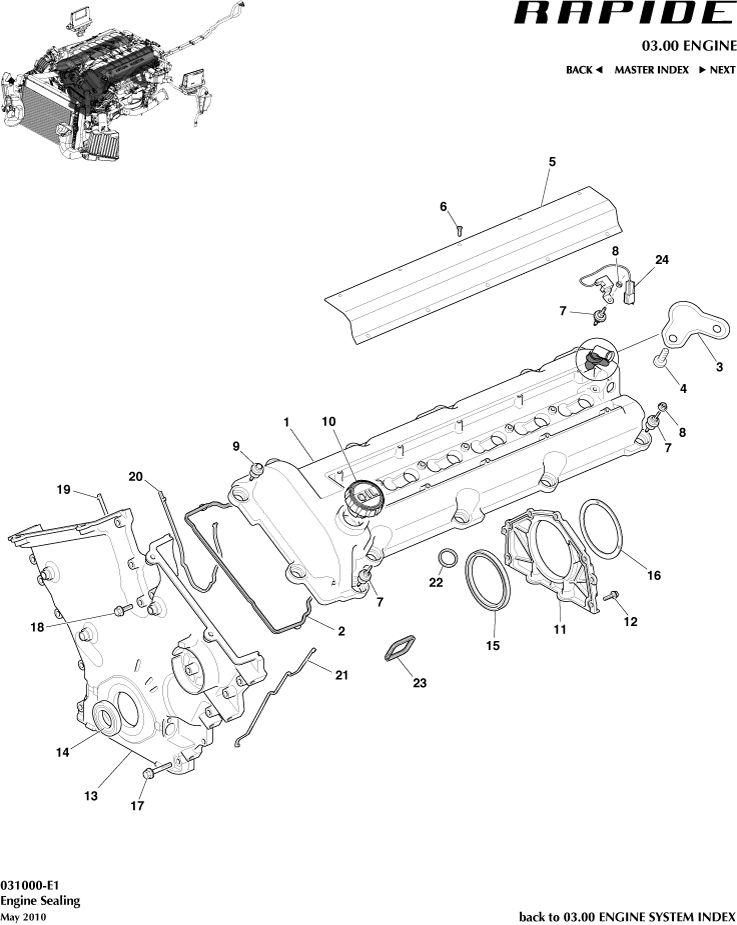 Engine Sealing of Aston Martin Aston Martin GT RAPIDE (2010-2019)