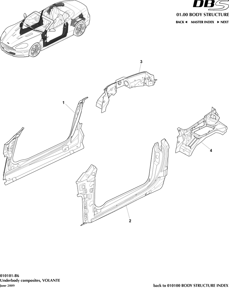 Body Structure - Underbody Composites, Volante of Aston Martin Aston Martin GT DBS (2007-2012)