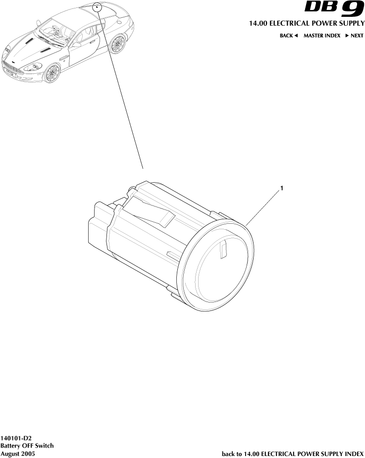 Battery Off Switch of Aston Martin Aston Martin GT DB9 (2004-2017)