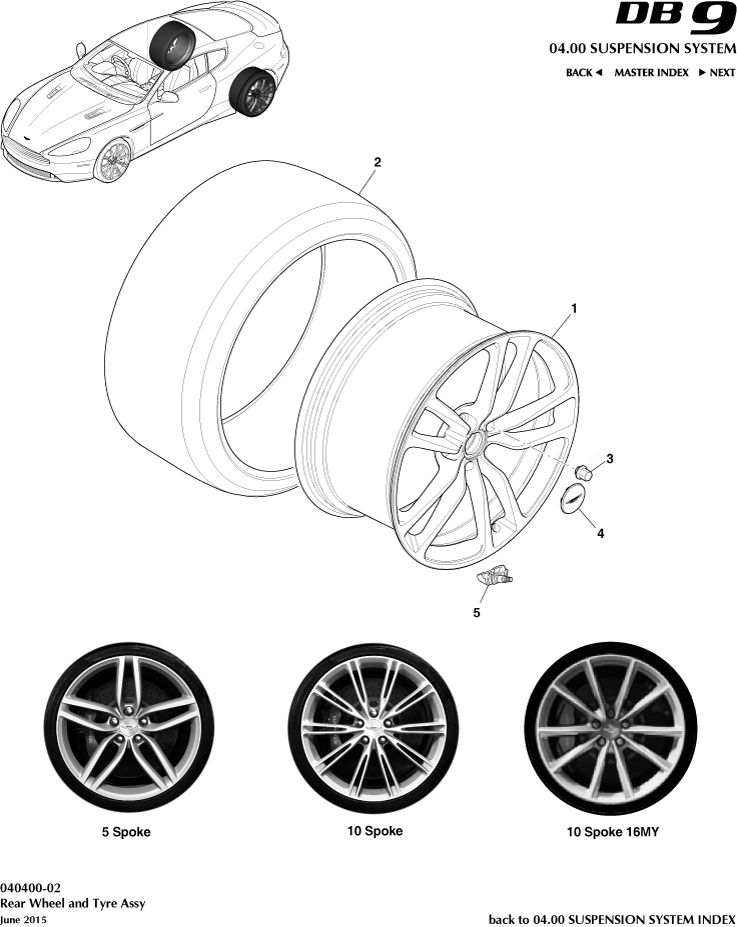 Wheel & Tyres, Rear of Aston Martin Aston Martin GT DB9 (2004-2017)