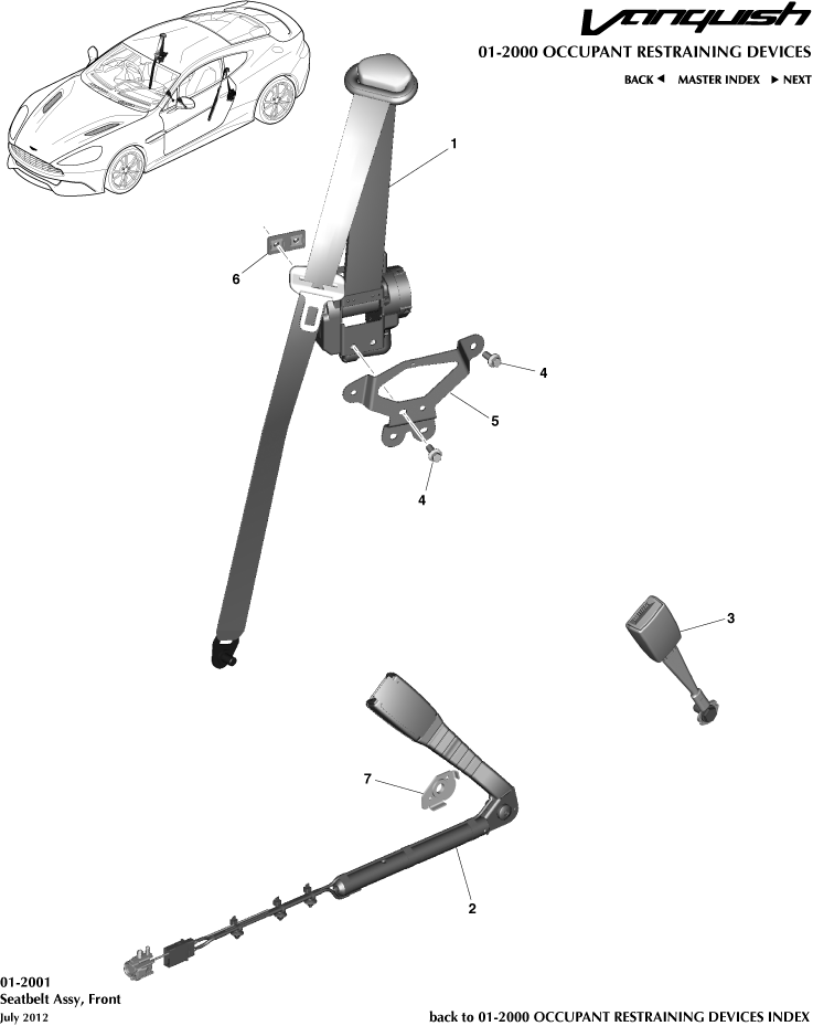 Occupant Restraining Devices - Front Seat Belts of Aston Martin Aston Martin GT VANQUISH (2013-2018)