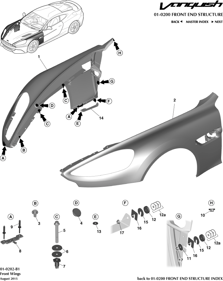 Front End Structure - Front Wings of Aston Martin Aston Martin GT VANQUISH (2013-2018)