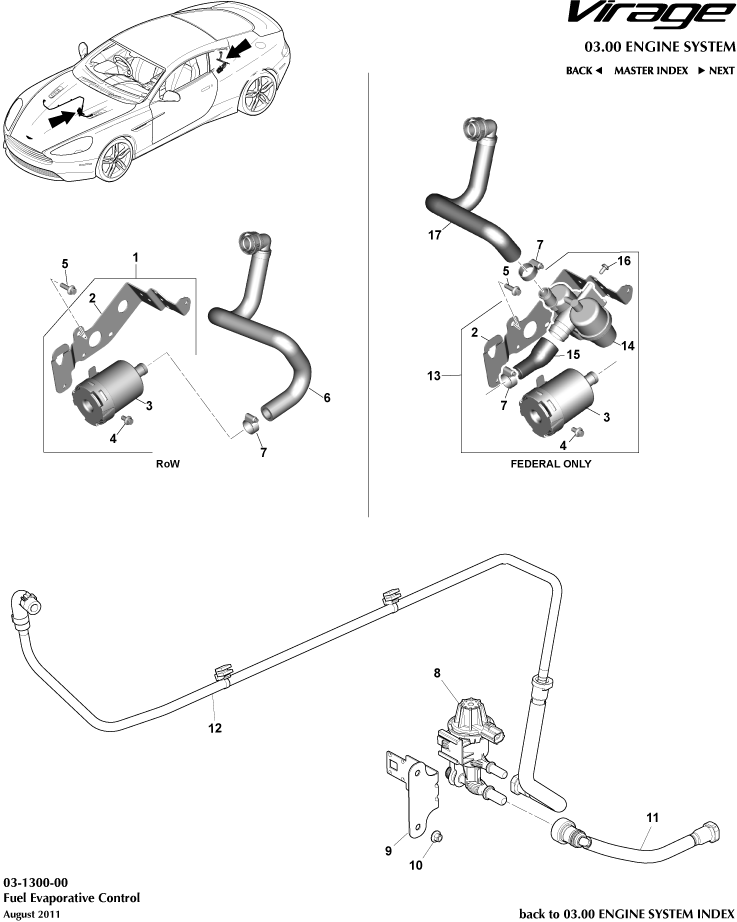 Evaporative Emissions of Aston Martin Aston Martin GT VIRAGE (2012-2013)