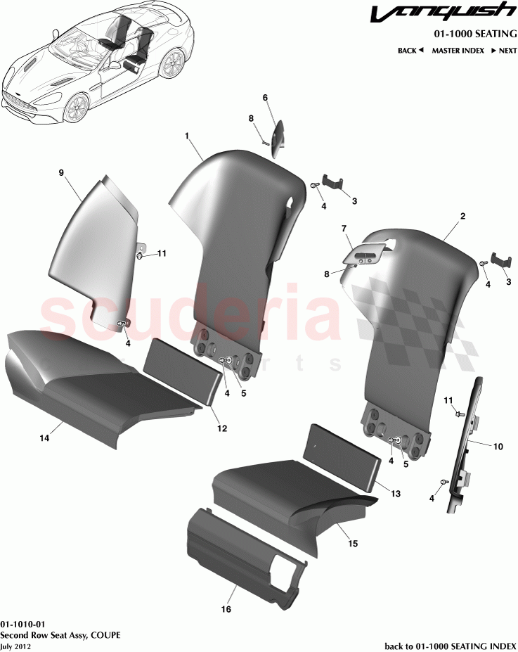 Second Row Seat Assembly, COUPE of Aston Martin Aston Martin Vanquish (2012+)