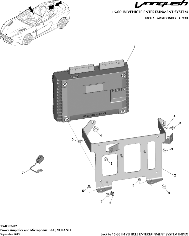 Amplifiers, B&O, Volante of Aston Martin Aston Martin GT VANQUISH (2013-2018)