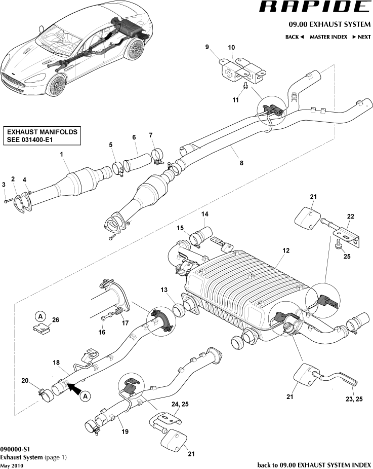 Exhaust System of Aston Martin Aston Martin GT RAPIDE (2010-2019)