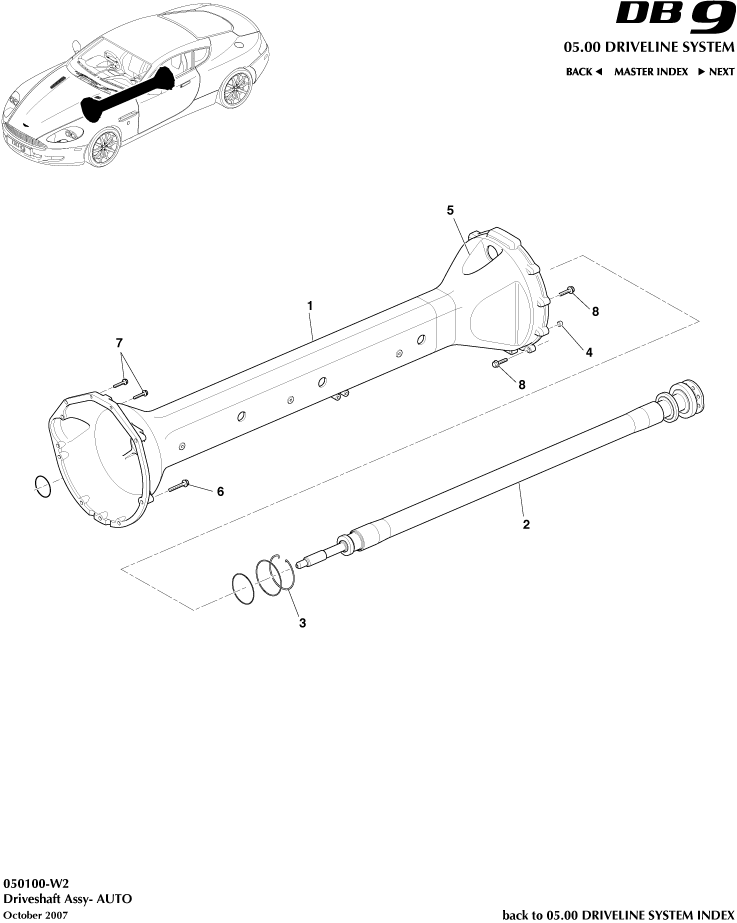 Driveshaft Assembly, Auto of Aston Martin Aston Martin GT DB9 (2004-2017)