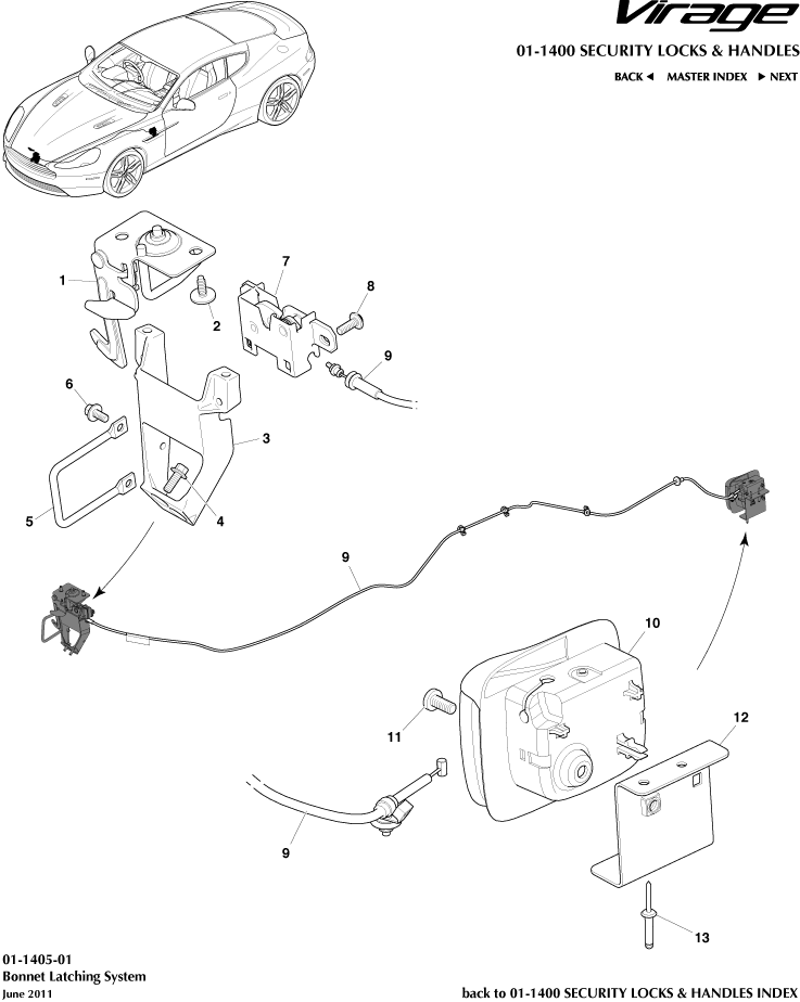 Handles & Locks Mechanisms - Bonnet Latch & Actuation of Aston Martin Aston Martin GT VIRAGE (2012-2013)
