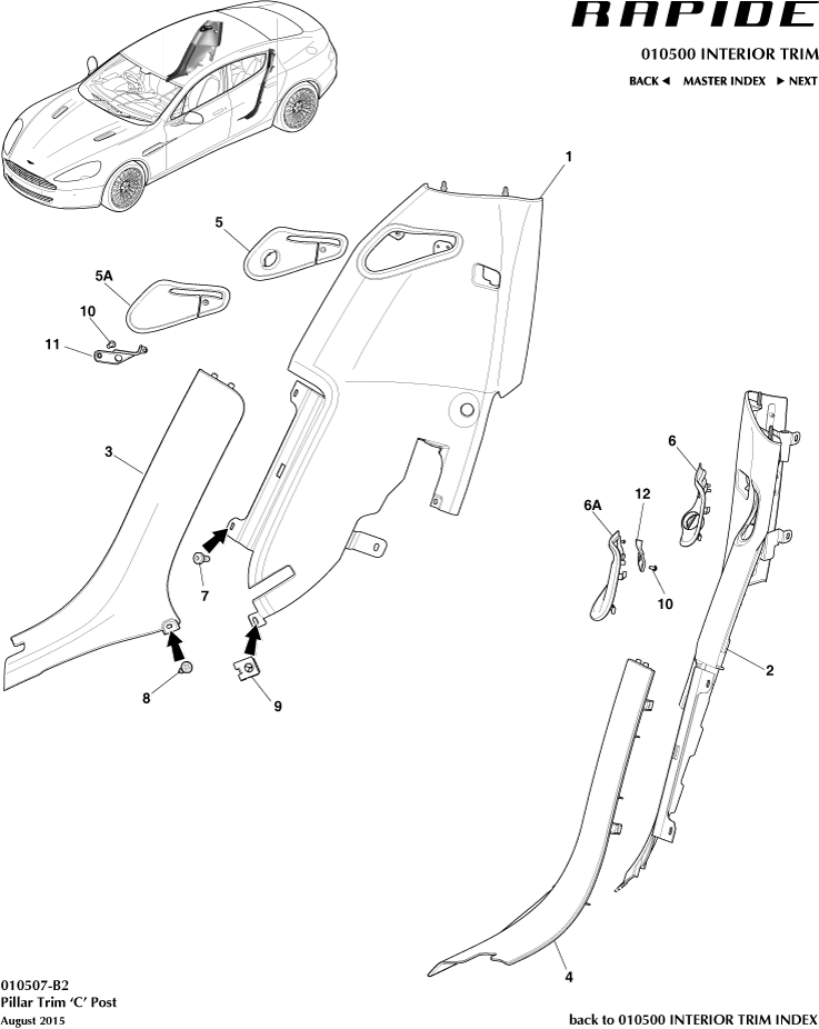 Interior Trim & Ornamentation - C Pillar Trim of Aston Martin Aston Martin GT RAPIDE (2010-2019)