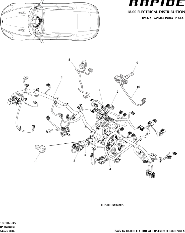 IP Harness of Aston Martin Aston Martin GT RAPIDE (2010-2019)