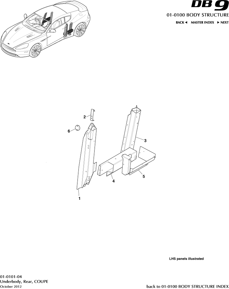 Body Structure - Underbody, Rear, Coupe of Aston Martin Aston Martin GT DB9 (2004-2017)