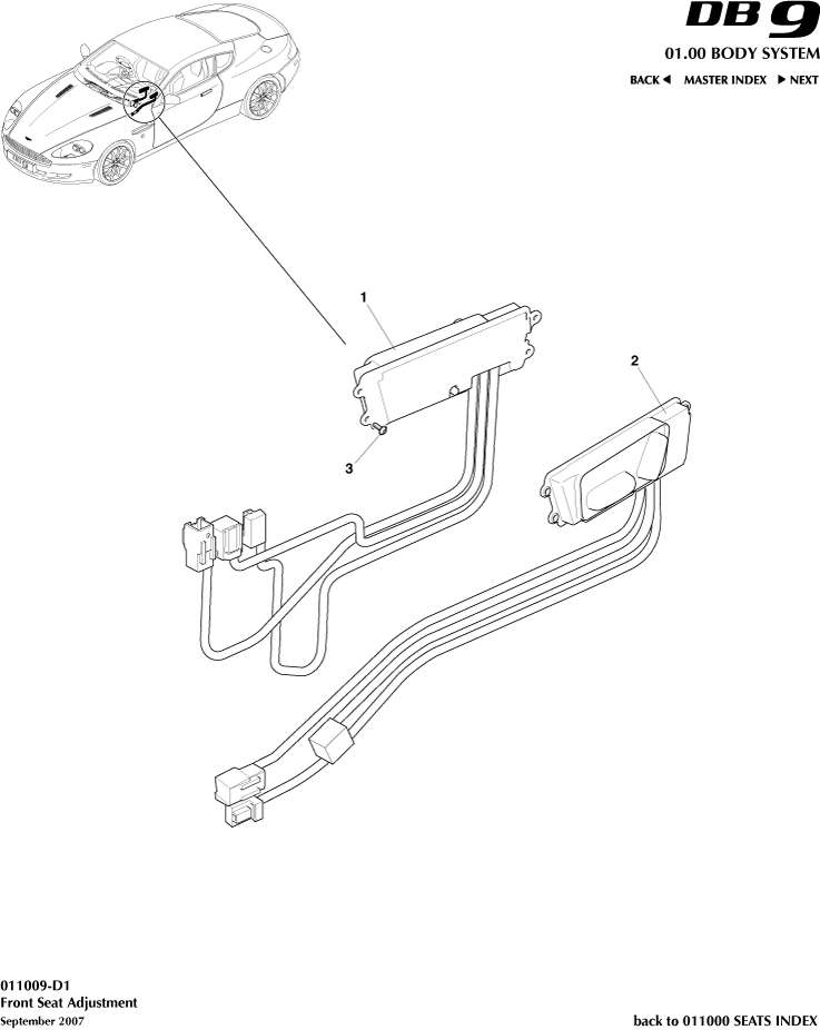 Front Seat Adjustment of Aston Martin Aston Martin GT DB9 (2004-2017)