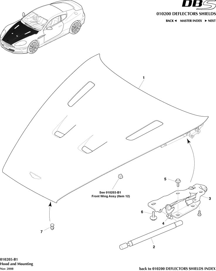 Front Structure - Bonnet and Mounting of Aston Martin Aston Martin GT DBS (2007-2012)