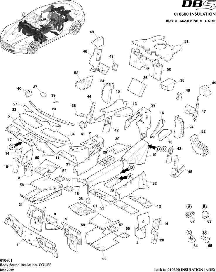 Body Insulation, Coupe of Aston Martin Aston Martin GT DBS (2007-2012)