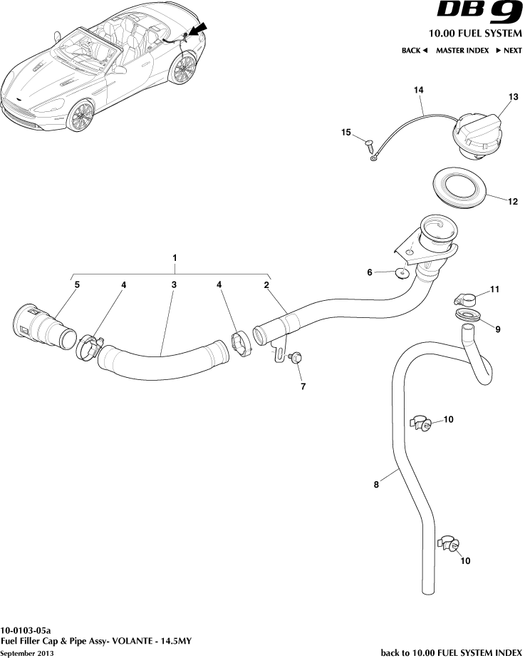 Fuel Filler Assembly, Volante 14.5MY of Aston Martin Aston Martin GT DB9 (2004-2017)